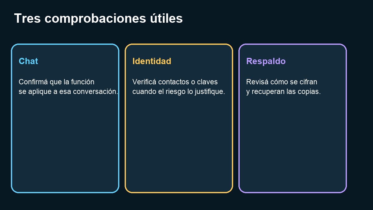 Tres comprobaciones para usar mensajería cifrada con mayor seguridad