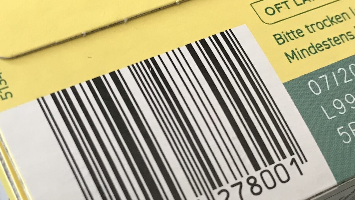 Código de barras impreso en un producto