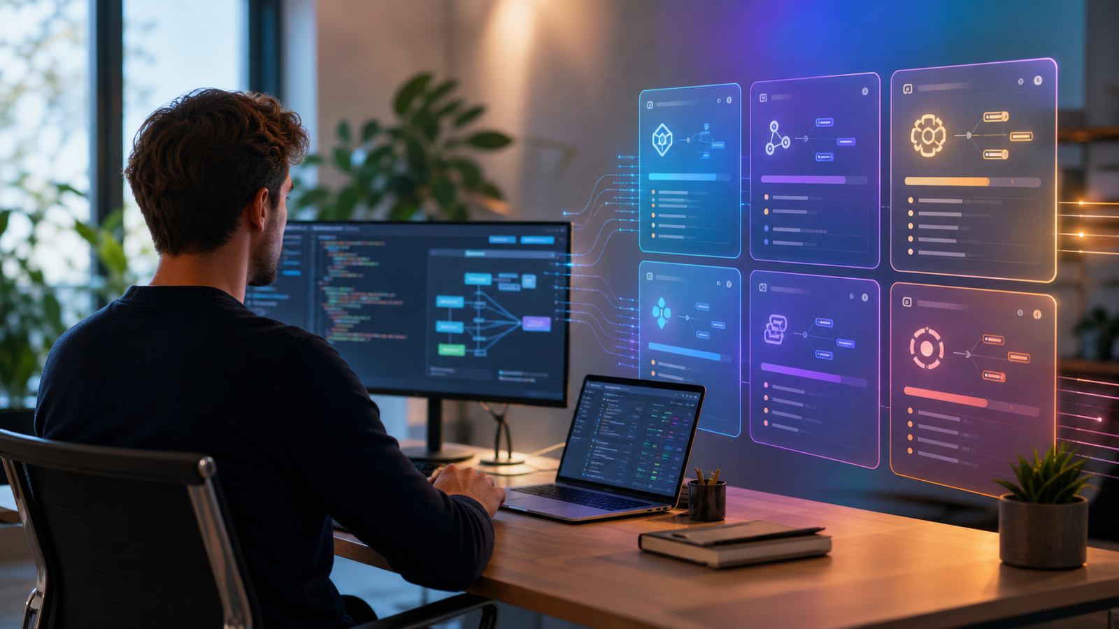 Estación de programación con una red de agentes de inteligencia artificial