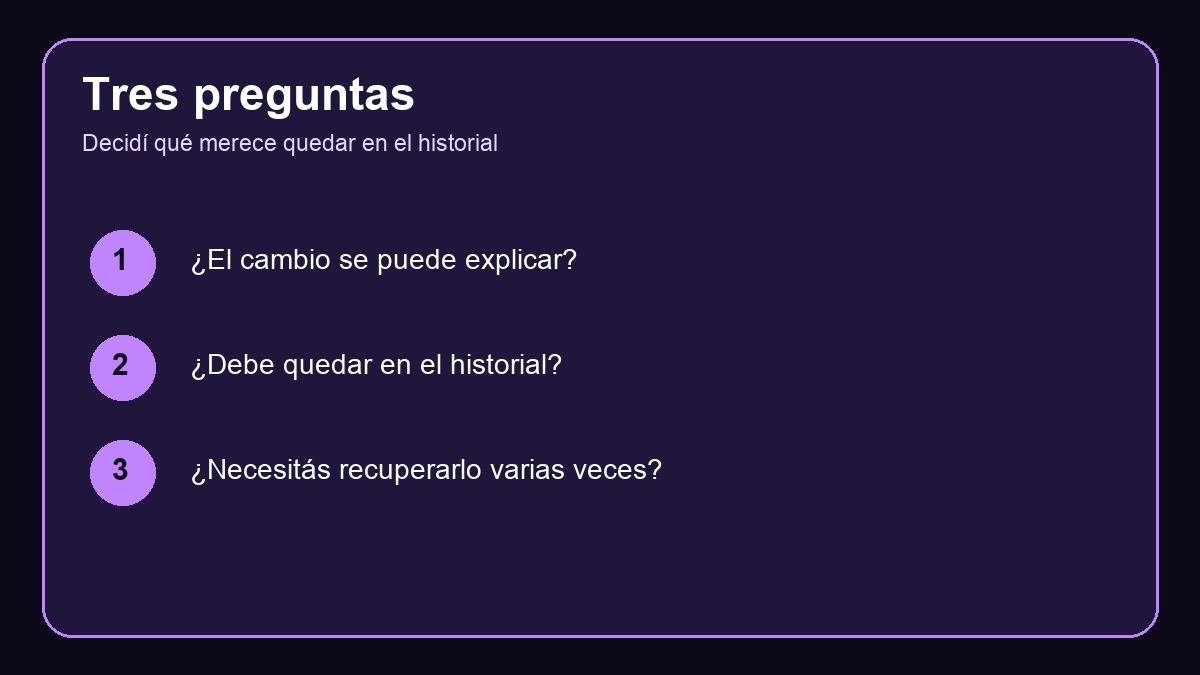 Tres preguntas para elegir entre stash y commit