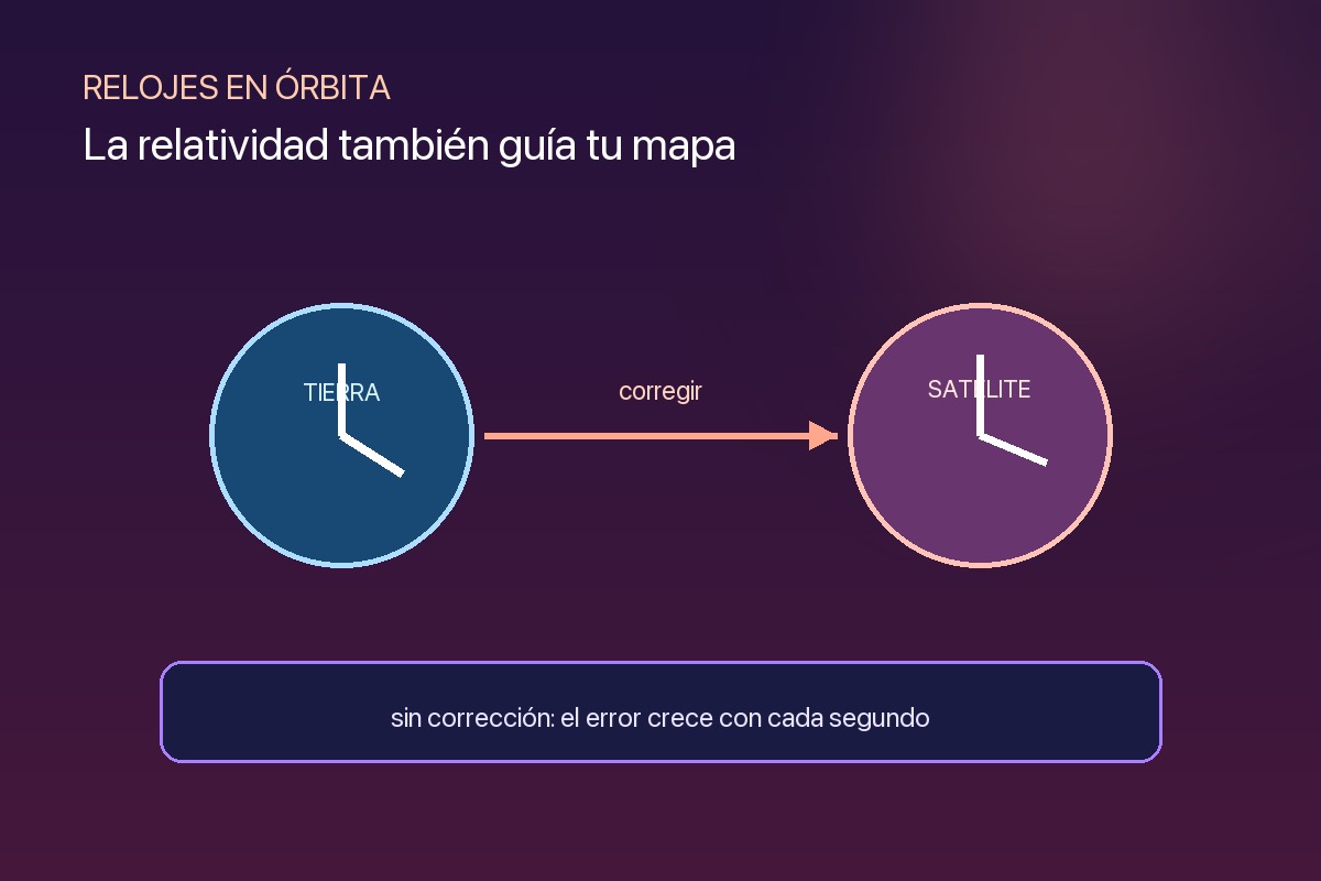 Reloj satelital con correcciones relativistas para navegar