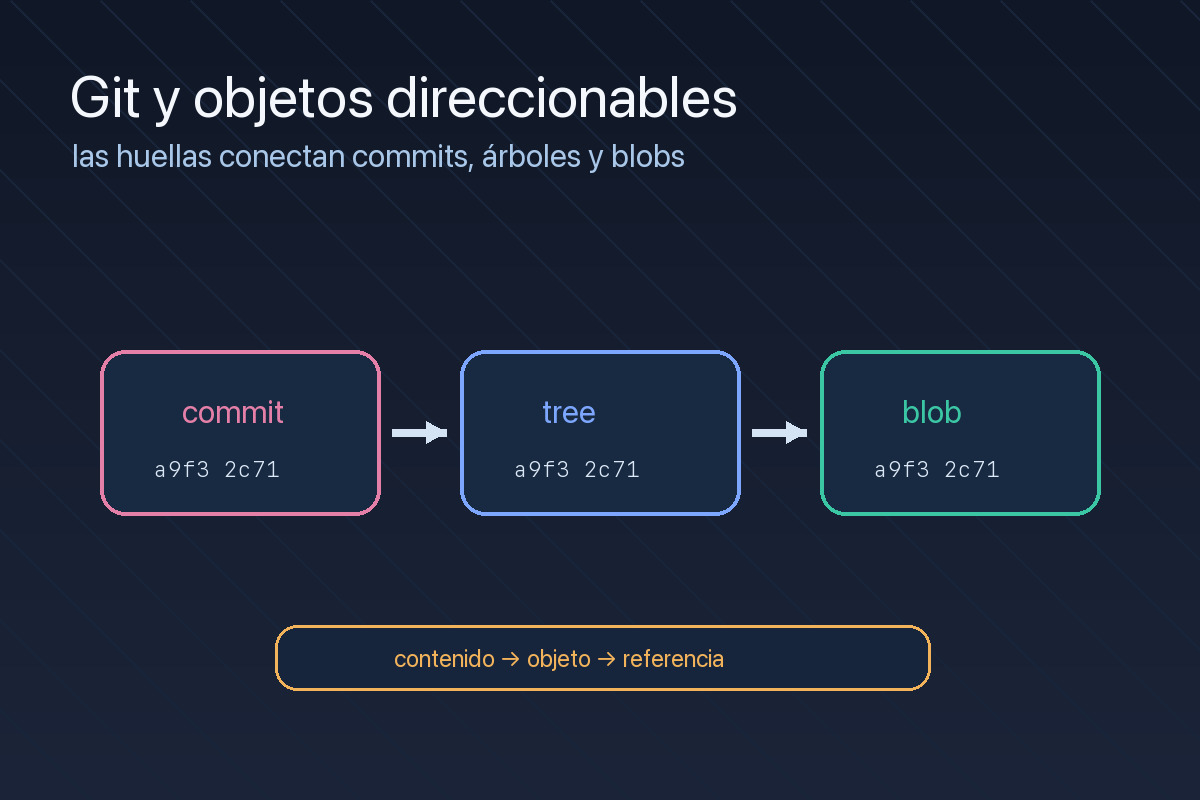 Objetos de Git relacionados por huellas de contenido