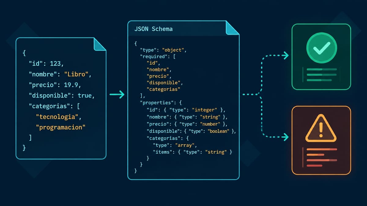 Documento JSON que pasa por reglas de validación y recibe una marca de control