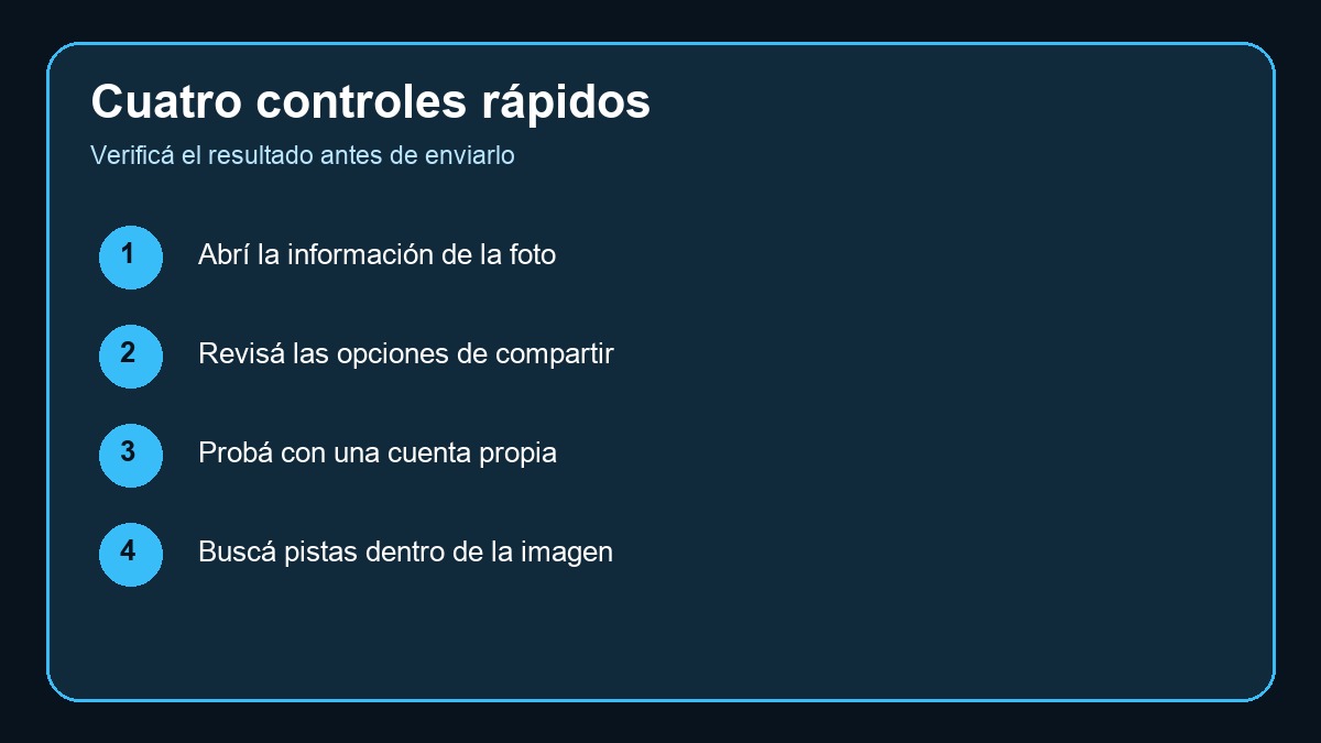 Lista de control para revisar una fotografía antes de compartir