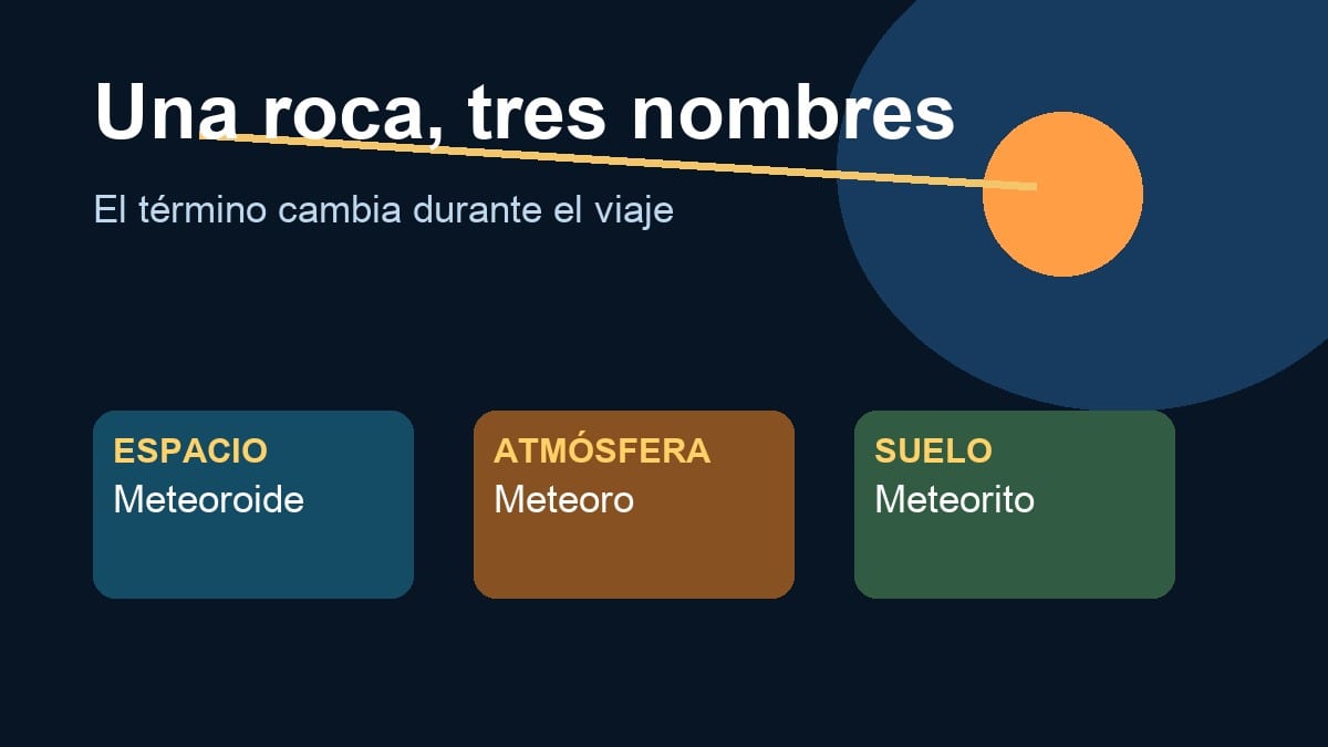 Secuencia de una roca espacial desde el espacio hasta la superficie terrestre