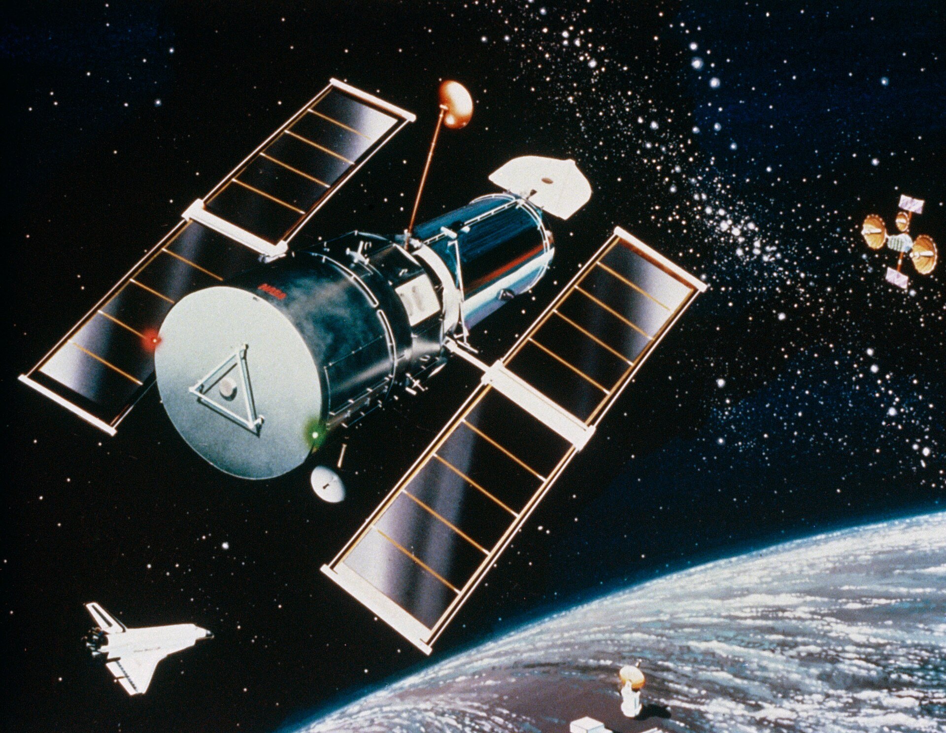 Ilustración del telescopio espacial Hubble en órbita