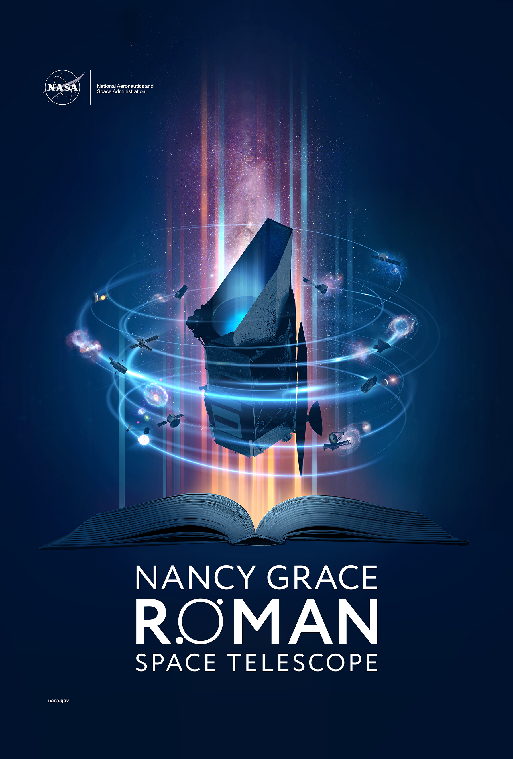 Afiche científico del telescopio espacial Nancy Grace Roman