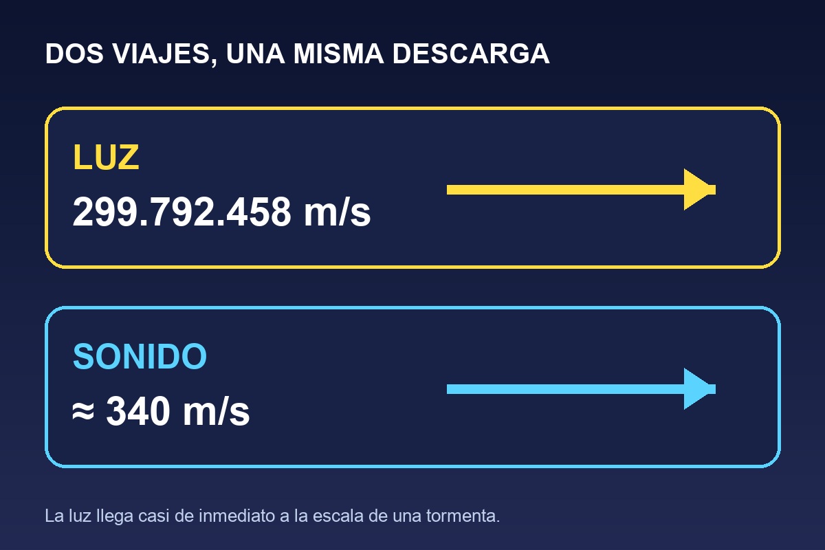 Comparación de la velocidad de la luz y del sonido