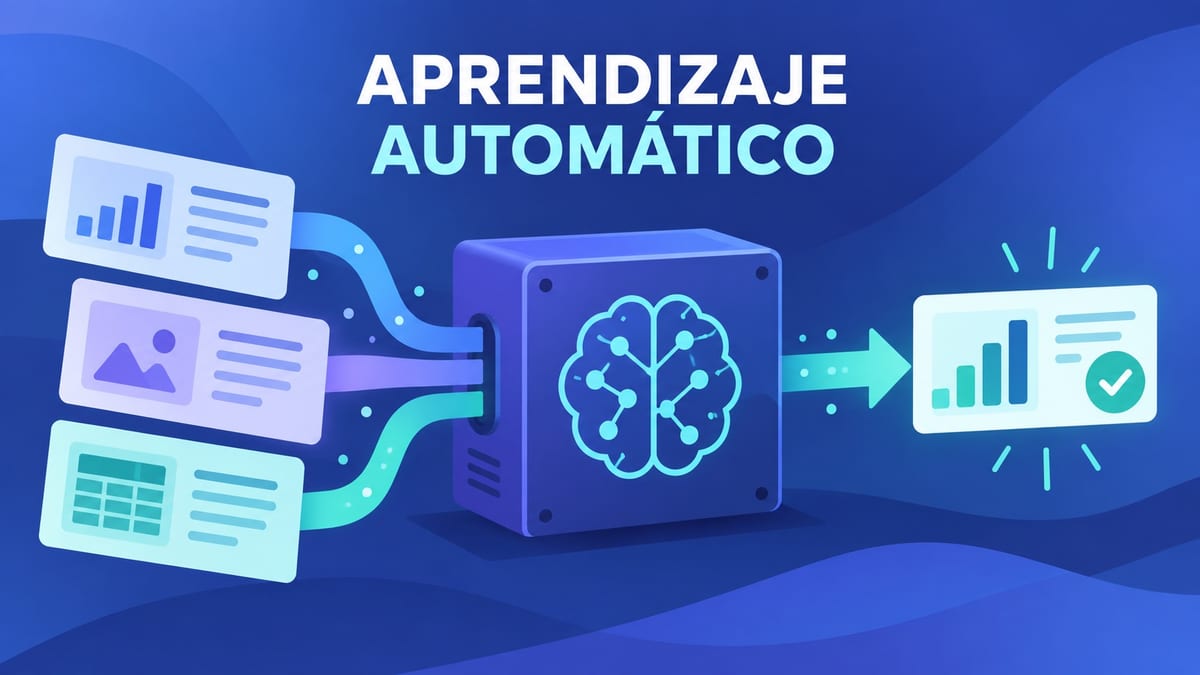 Ilustración de datos que entran a un modelo de aprendizaje automático y generan una salida