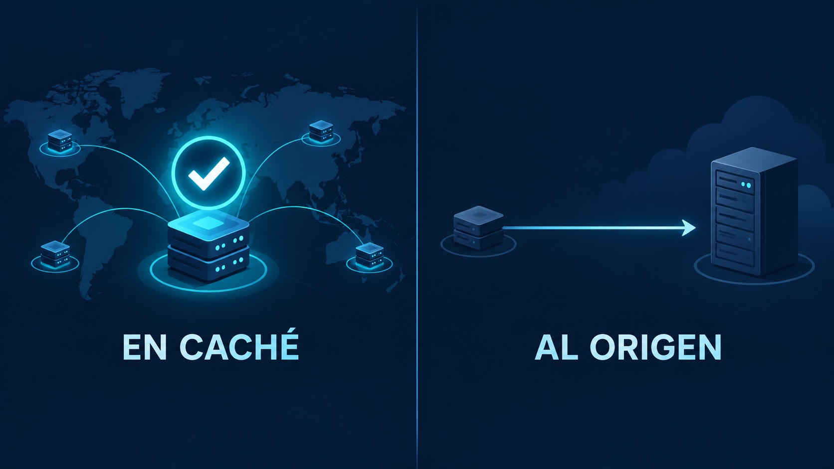 Diagrama de contenido disponible en caché y una solicitud que llega al origen