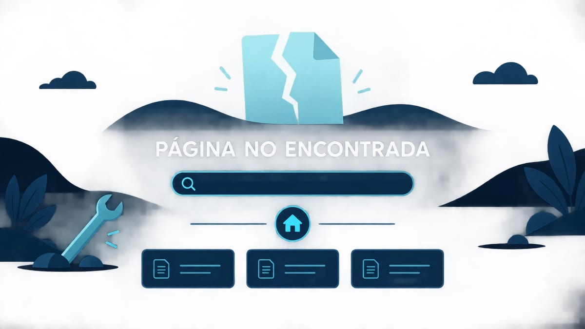Ilustración editorial de una página no encontrada y rutas alternativas