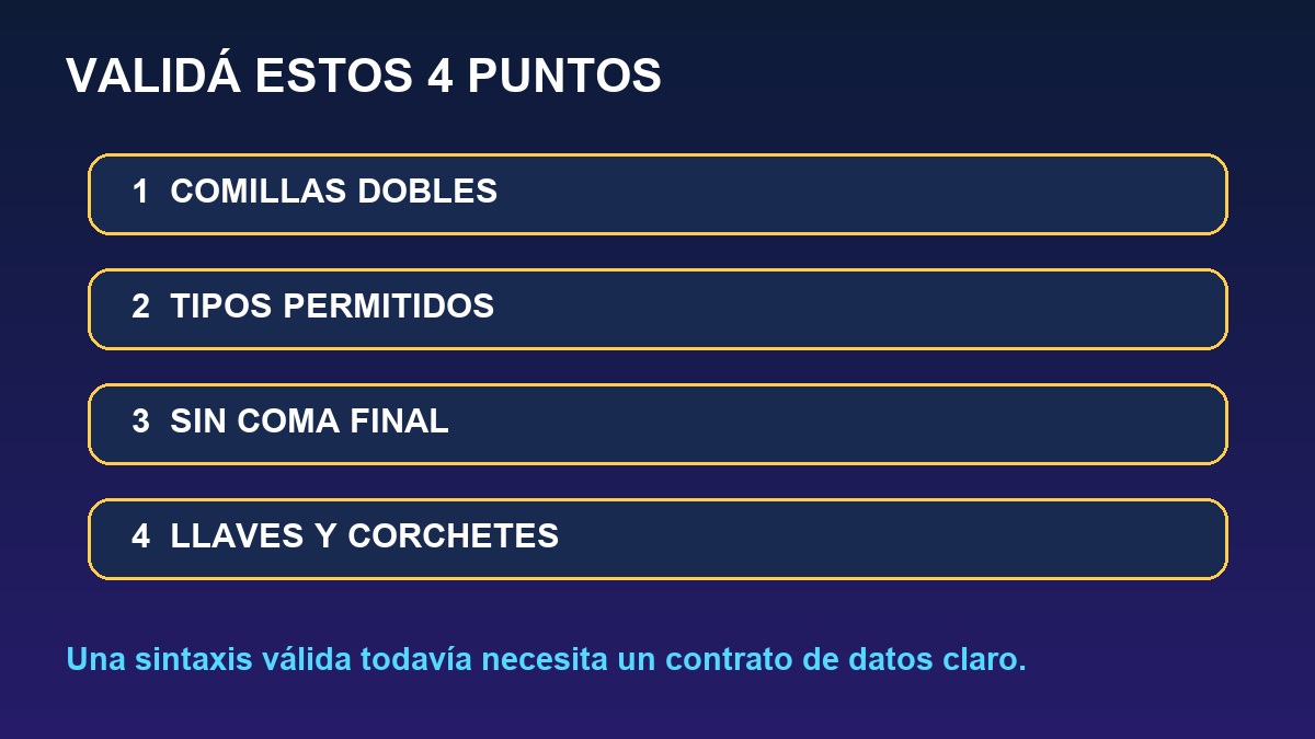 Lista para validar la sintaxis de un documento JSON