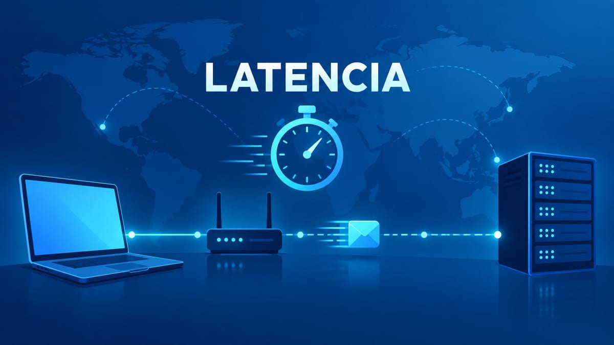 Ilustración de latencia entre un equipo y un servidor a través de un router
