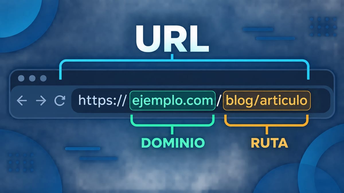 Ilustración de una URL separada en dominio y ruta