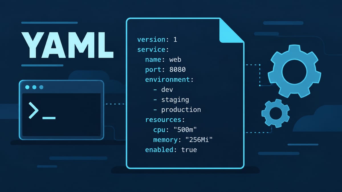 Ilustración de un archivo YAML con una configuración de servicio