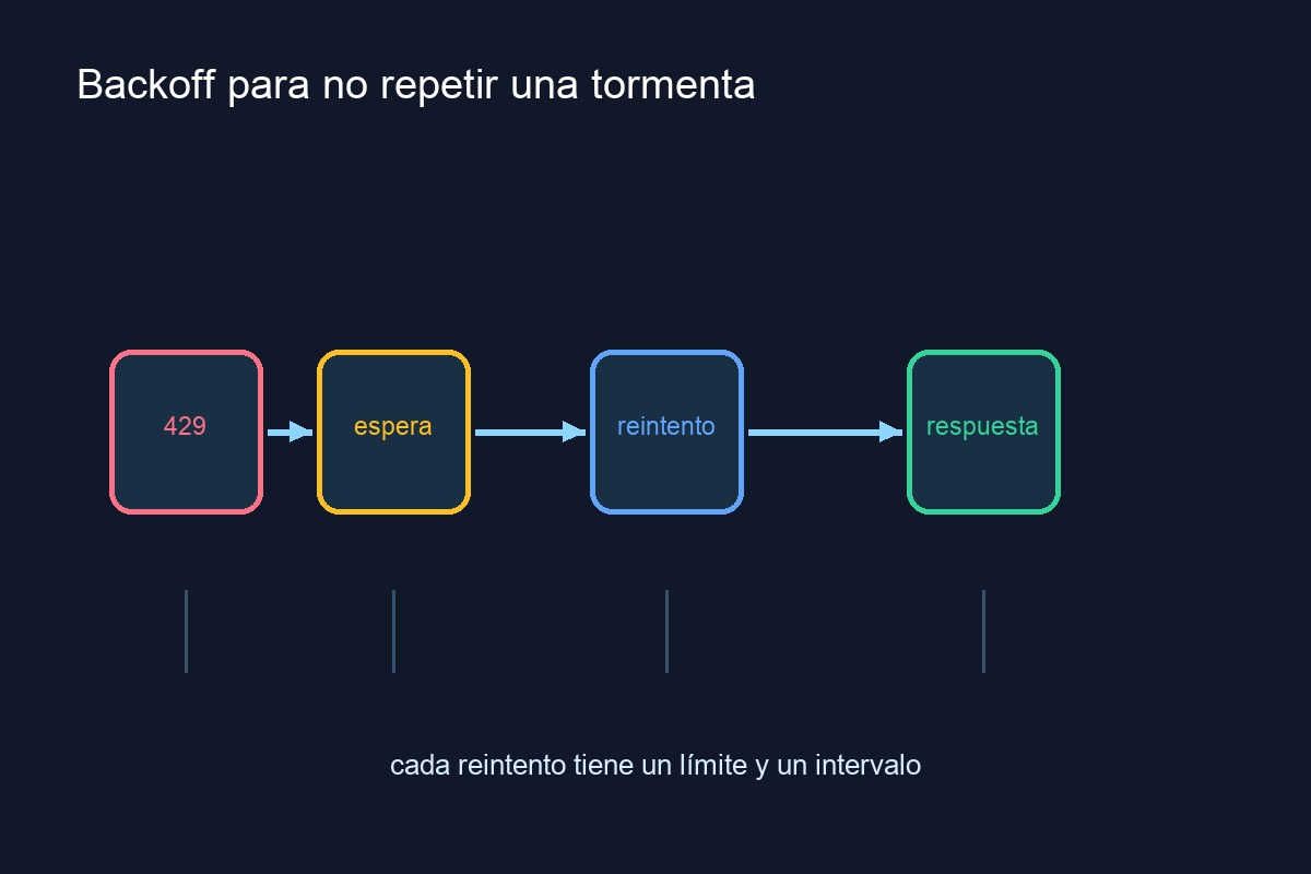 Reintentos que se separan con backoff después de una respuesta 429