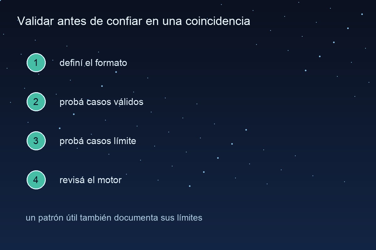 Pasos para probar una expresión regular con casos límite