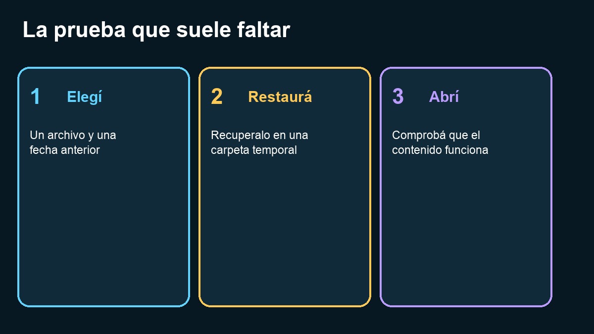 Tres pasos para probar la restauración de una copia de seguridad