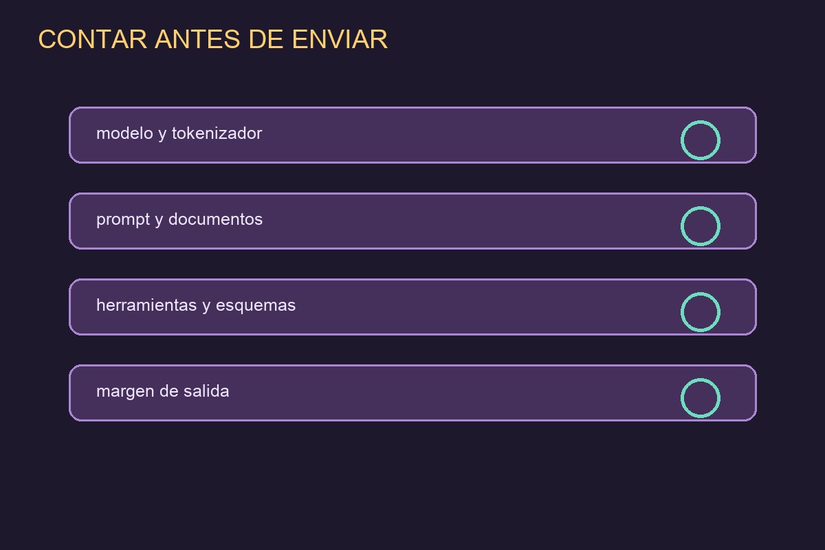Checklist para contar tokens antes de llamar a una API de IA