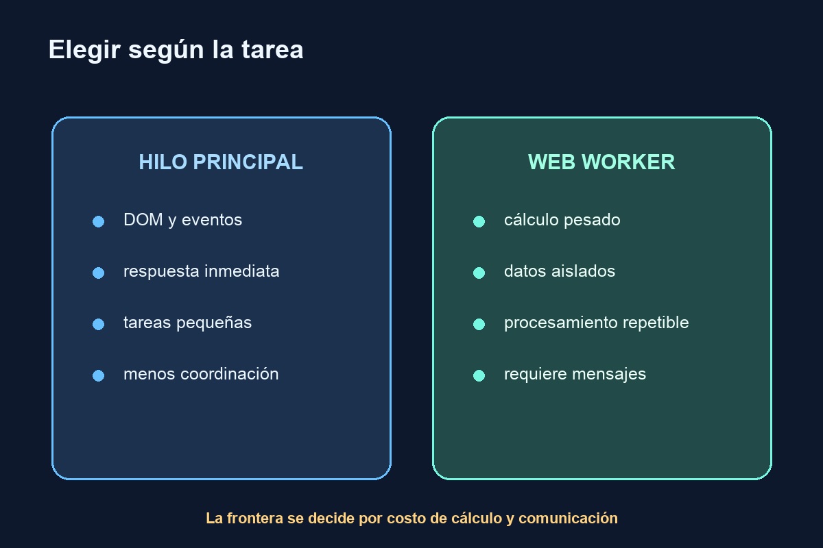 Comparación de tareas del hilo principal y de un Web Worker