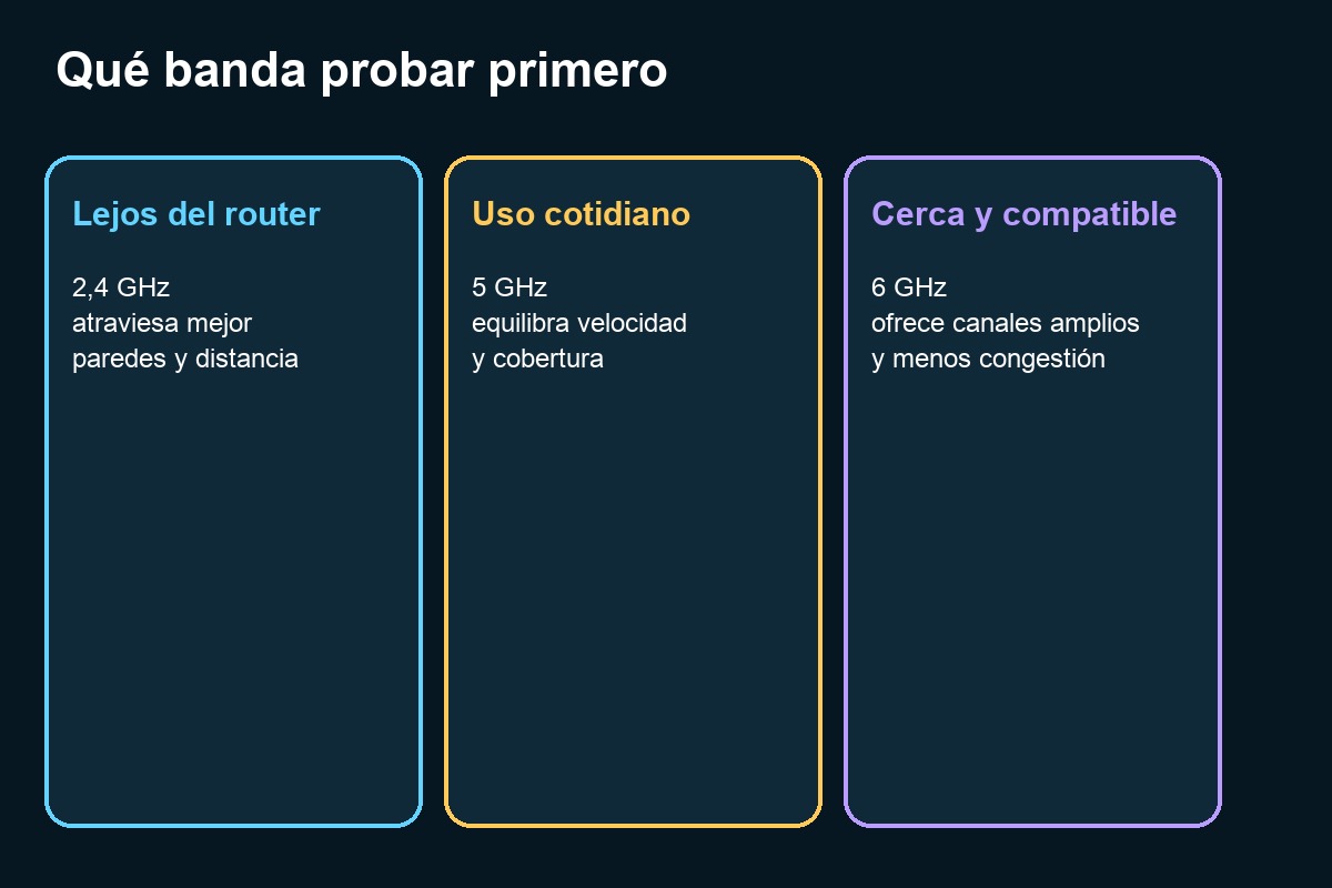 Guía para elegir una banda Wi-Fi según la distancia al router